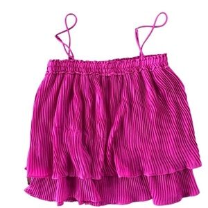 Fab’Rik Pleated Layered Sleeveless Top with Spaghetti Straps. Medium.